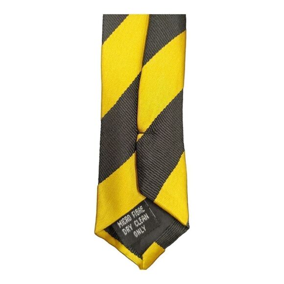 MEN'S ST. PATRICK GOLD/BLACK DIAGONAL STRIPE TIE AND POCKET SQUARE SET. - Picture 4 of 4